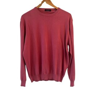Canali Mens Pink Italian Sweater Size L‎ Crewneck 100% Cotton Classic Luxury